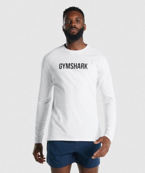 Camiseta Gymshark Apollo Long Sleeve Hombre Blancos | MX 786ARM